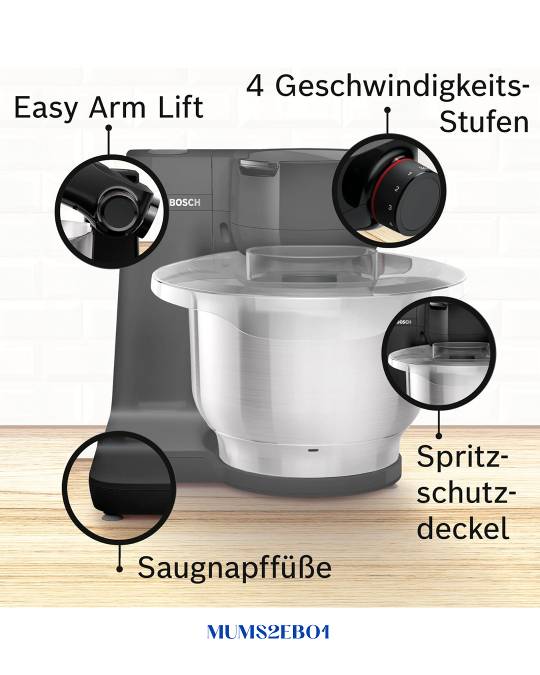 BOSCH COMPACT KITCHEN MACHINE MUM SERIES 2 BLACK 700W 3.8L