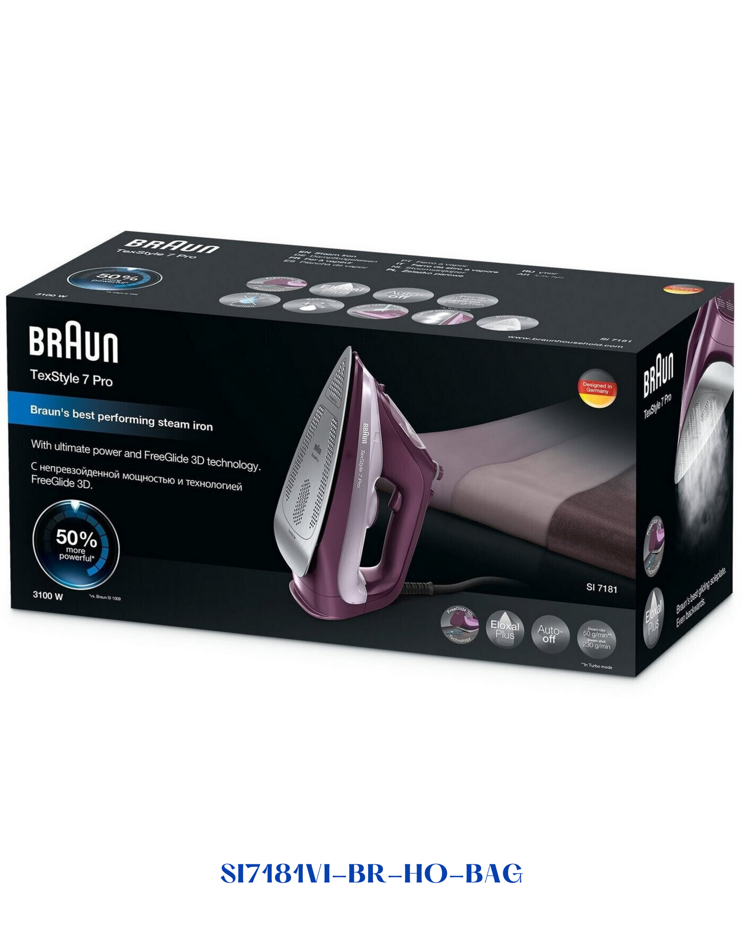 BRAUN TEXSTYLE 7 PRO STEAM IRON VIOLET 3100W