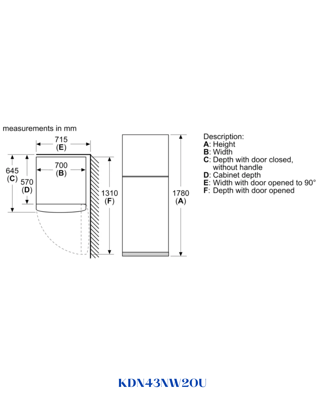 BOSCH FREESTANDING FRIDGE‑FREEZER 365 L A+