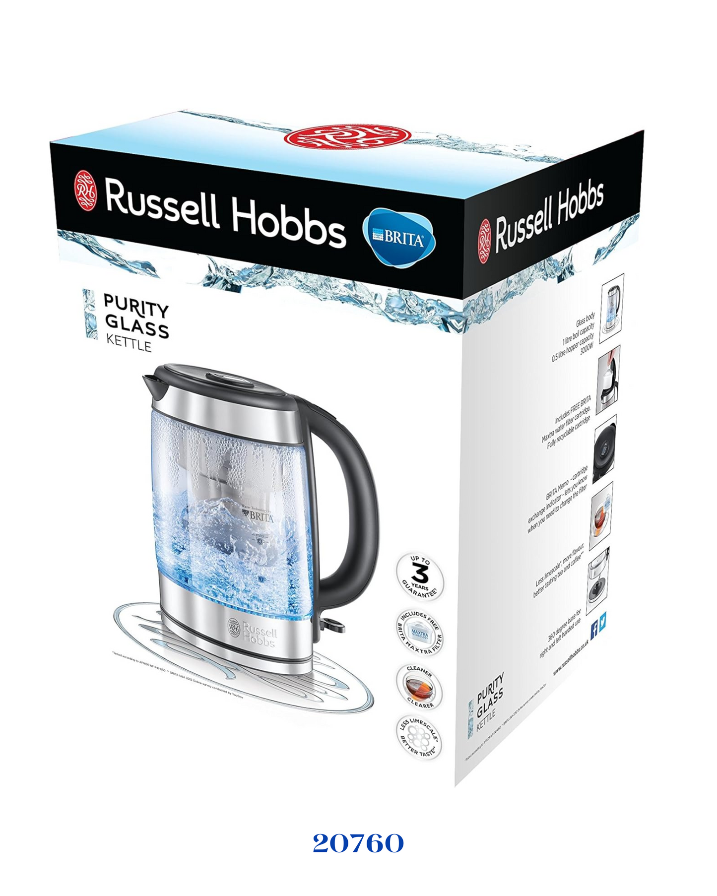 Russell Hobbs Purity Glass Brita Kettle 1.5 L 3000 W