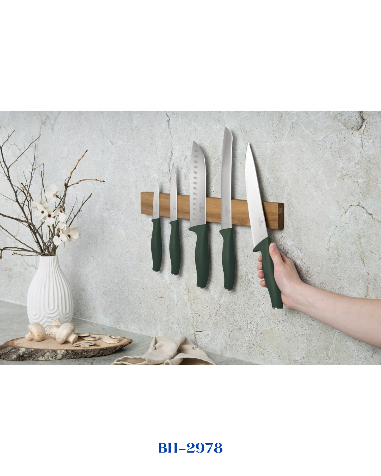 BERLINGER HAUS 6 PCS KNIFE SET WITH ACACIA WOOD MAGNETIC HANGER