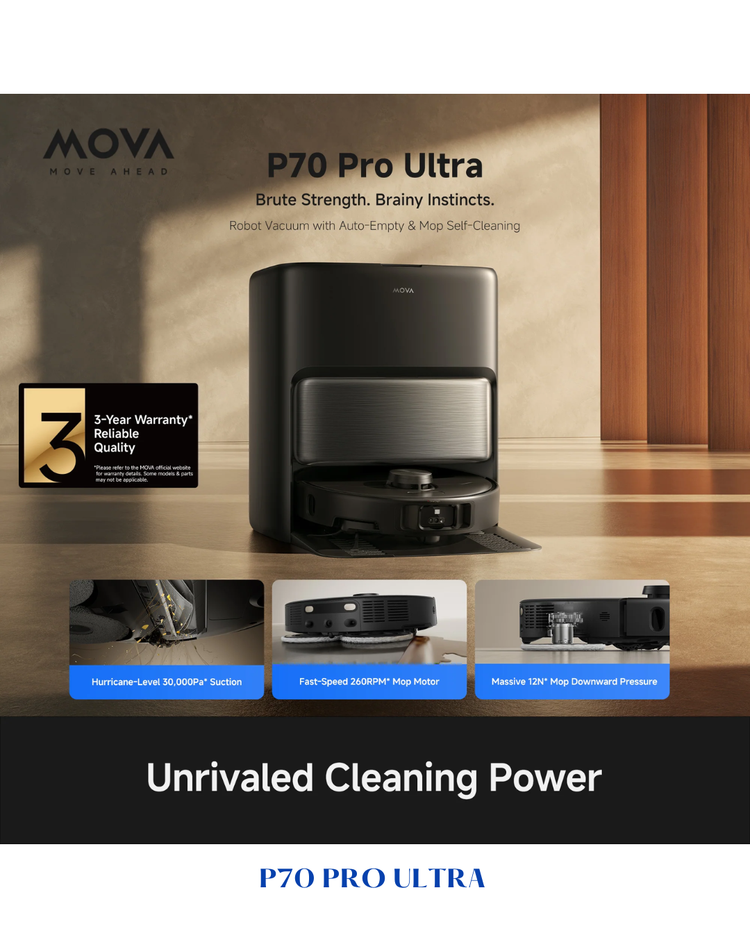 MOVA P70 Pro Ultra Robot Vacuum & Mop 30,000Pa