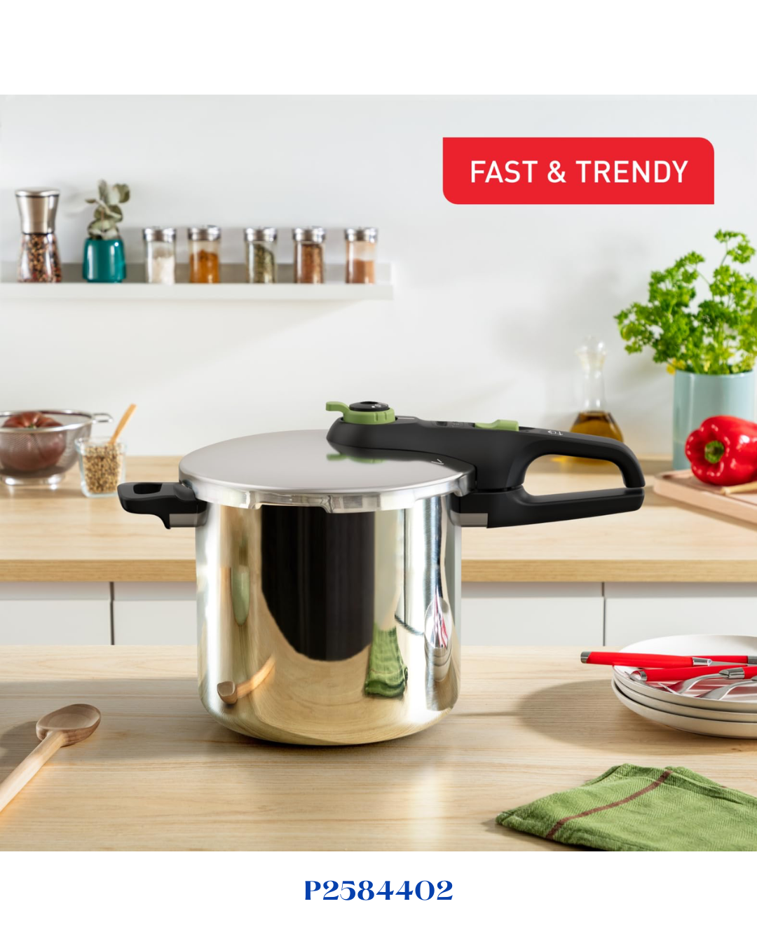 TEFAL SECURE TRENDY PRESSURE COOKER, 8L