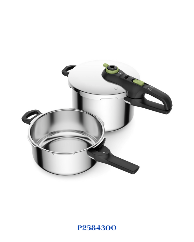 TEFAL SECURE TRENDY PRESSURE COOKER SET, 6L-4L