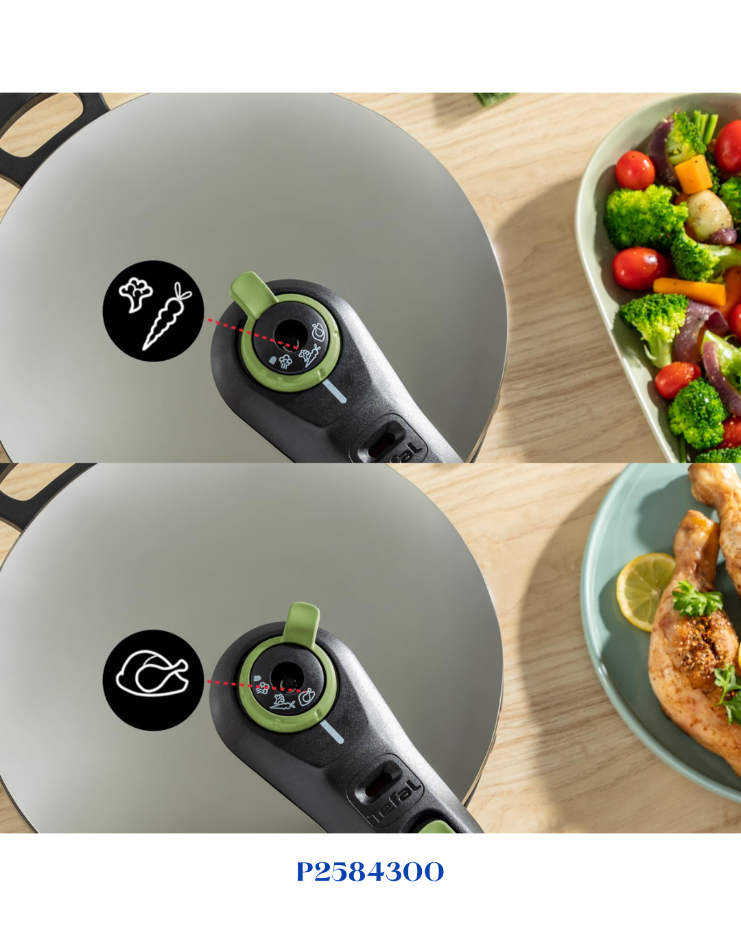 TEFAL SECURE TRENDY PRESSURE COOKER SET, 6L-4L