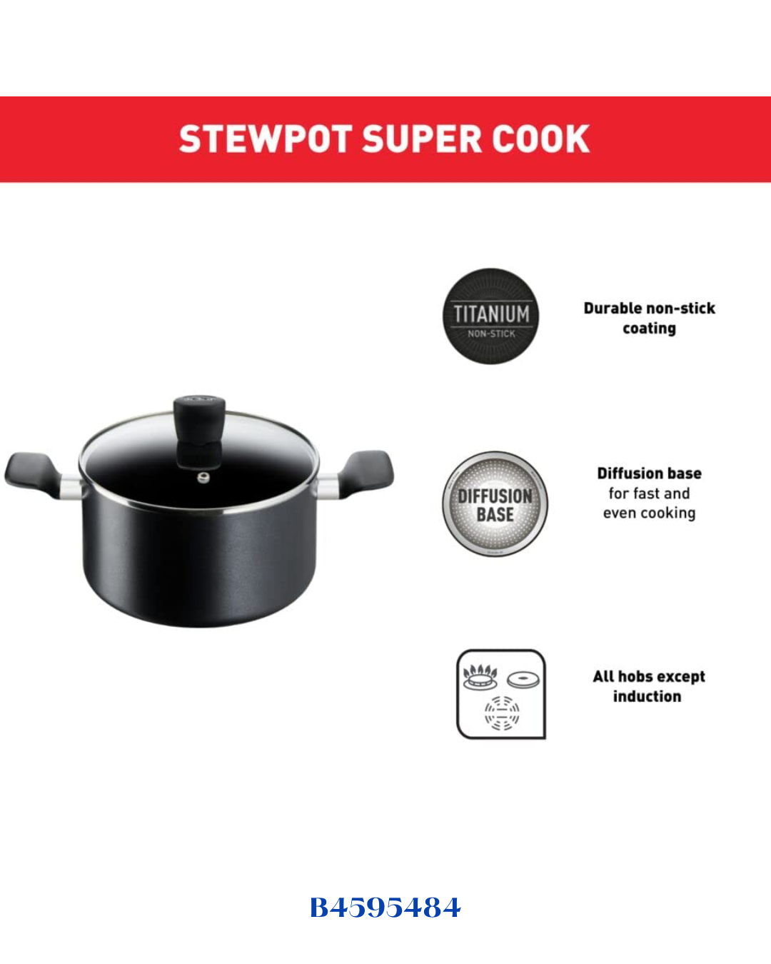 TEFAL SUPER COOK STEWPOT WITH LID, 30CM