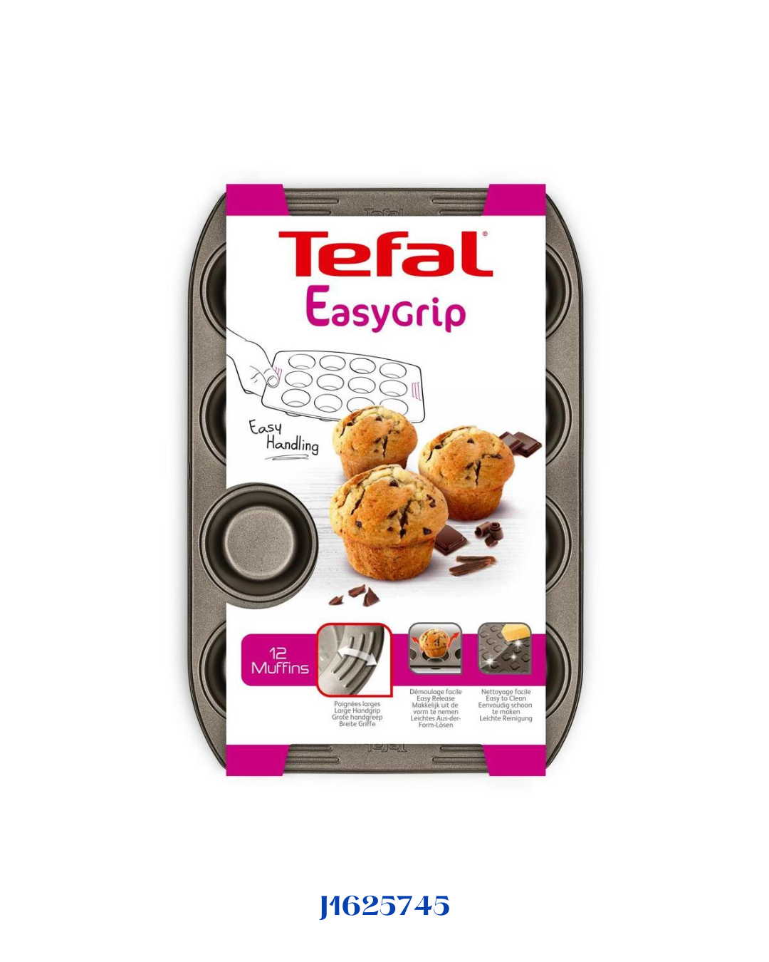 TEFAL EASY GRIP 12 MUFFINS TRAY, 26.5 X 39.5 CM