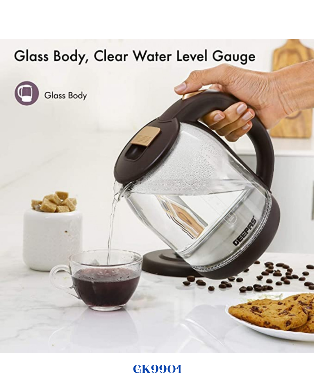 GEEPAS ELECTRIC GLASS KETTLE 1.8L-1500W