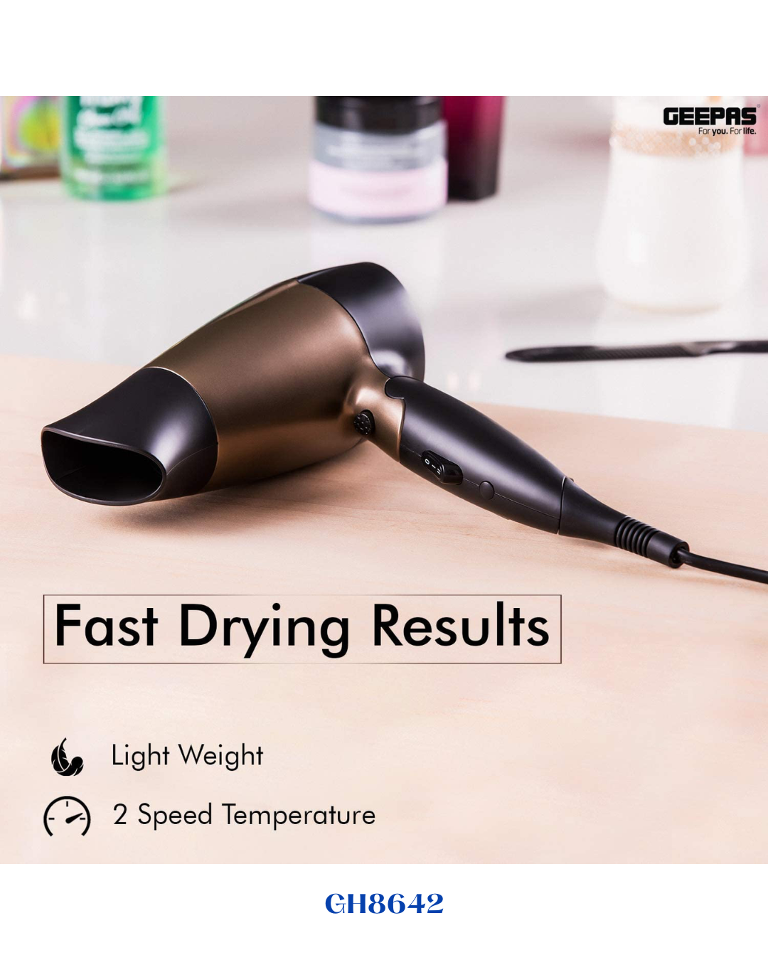 GEEPAS  MINI HAIR DRYER WITH FOLDABLE HANDLE 1600W