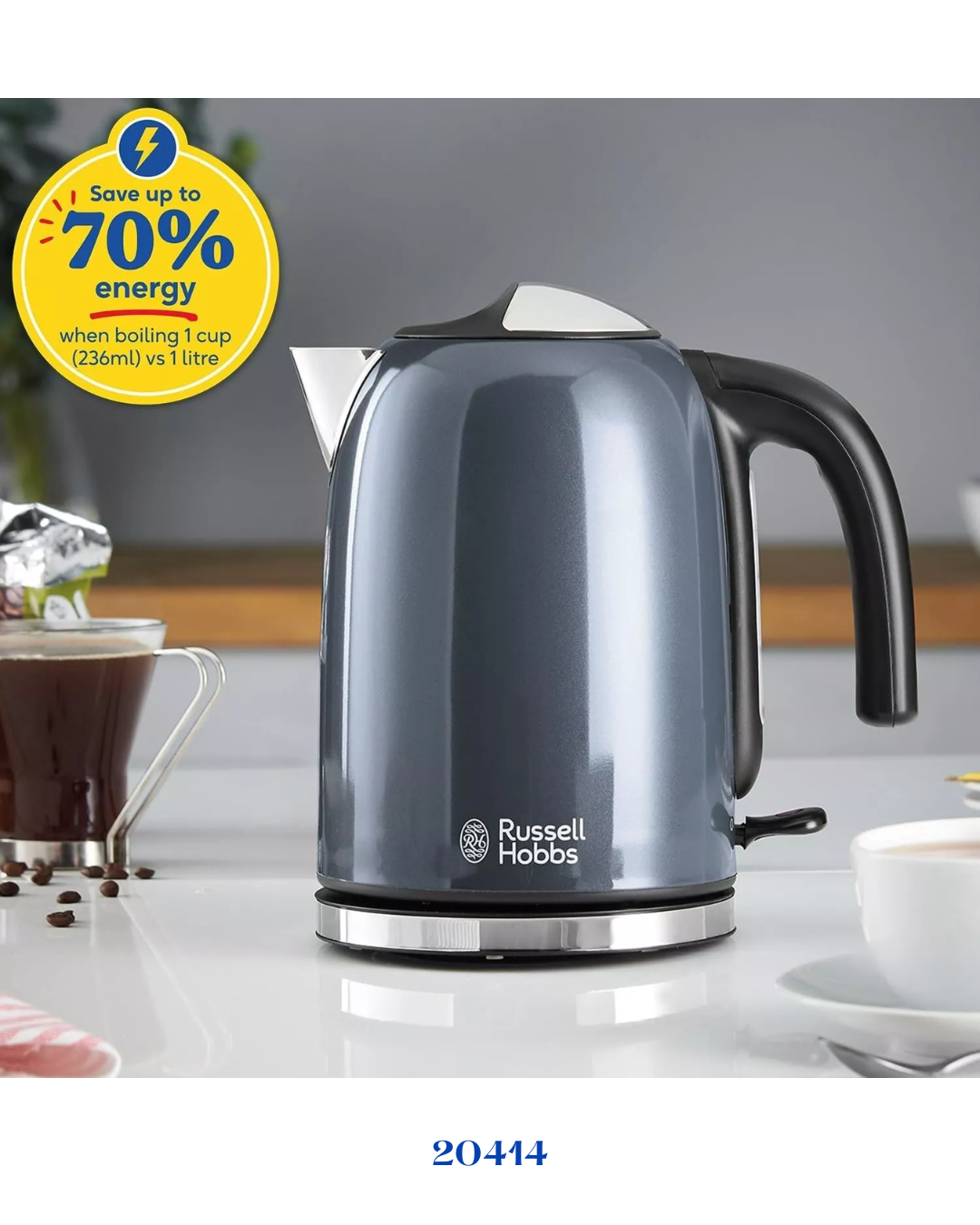 RUSSELL HOBBS COLOURS PLUS GREY KETTLE 2400W 1.7L