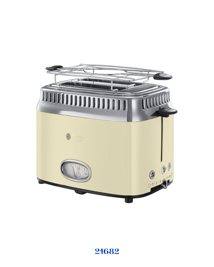 RUSSELL HOBBS RETRO VINTAGE CREAM 2 SLICE TOASTER 1300W