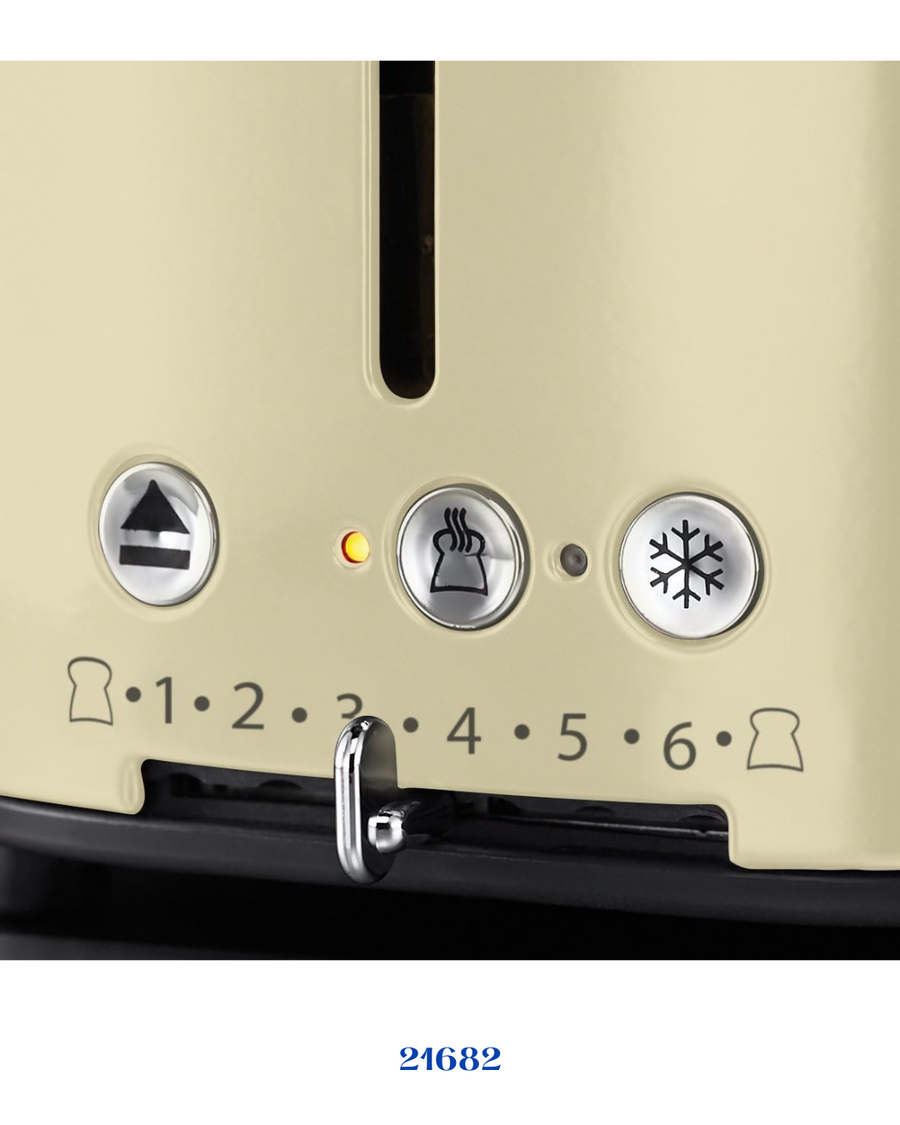 RUSSELL HOBBS RETRO VINTAGE CREAM 2 SLICE TOASTER 1300W