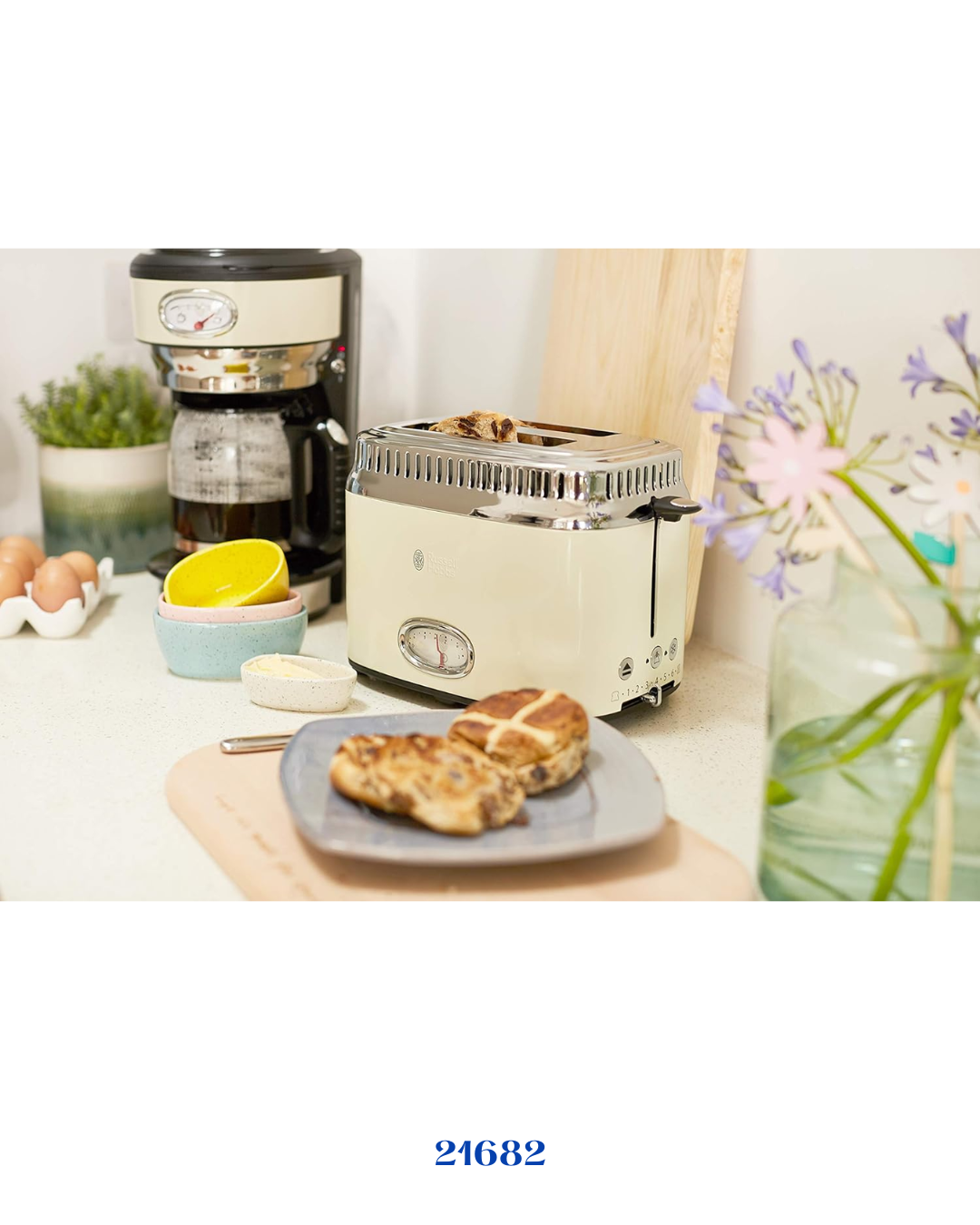 RUSSELL HOBBS RETRO VINTAGE CREAM 2 SLICE TOASTER 1300W
