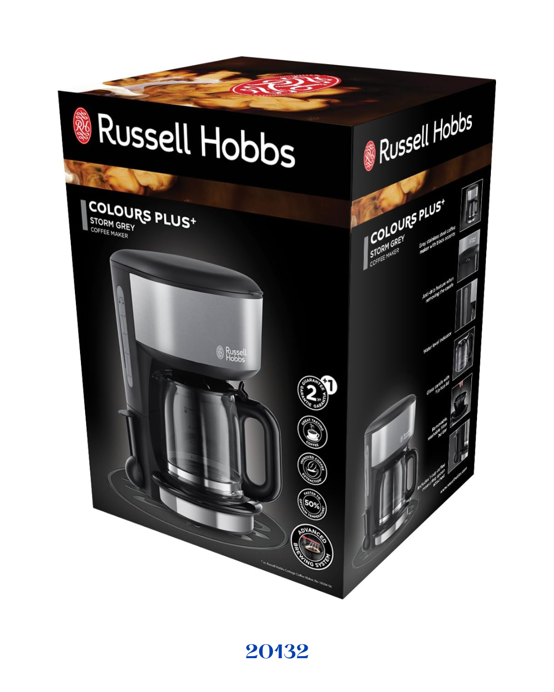 RUSSELL HOBBS STORM GREY COFFEE MAKER 1000W 1.25L
