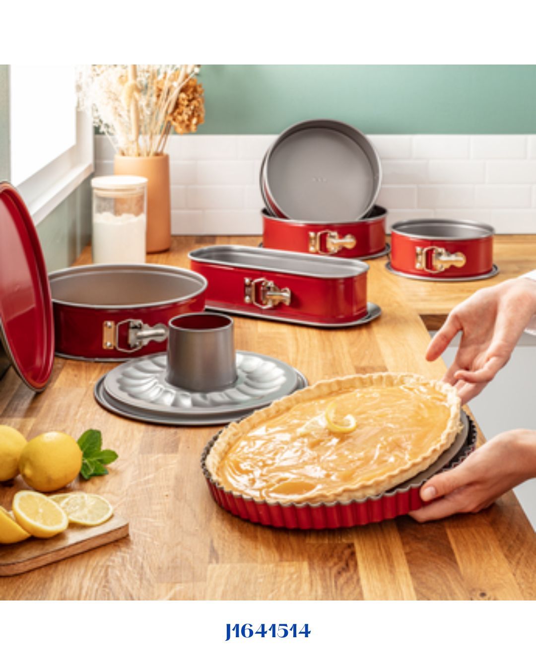 TEFAL DELIBAKE RED CARBON STEEL REMOVABLE BOTTOM TART 28CM