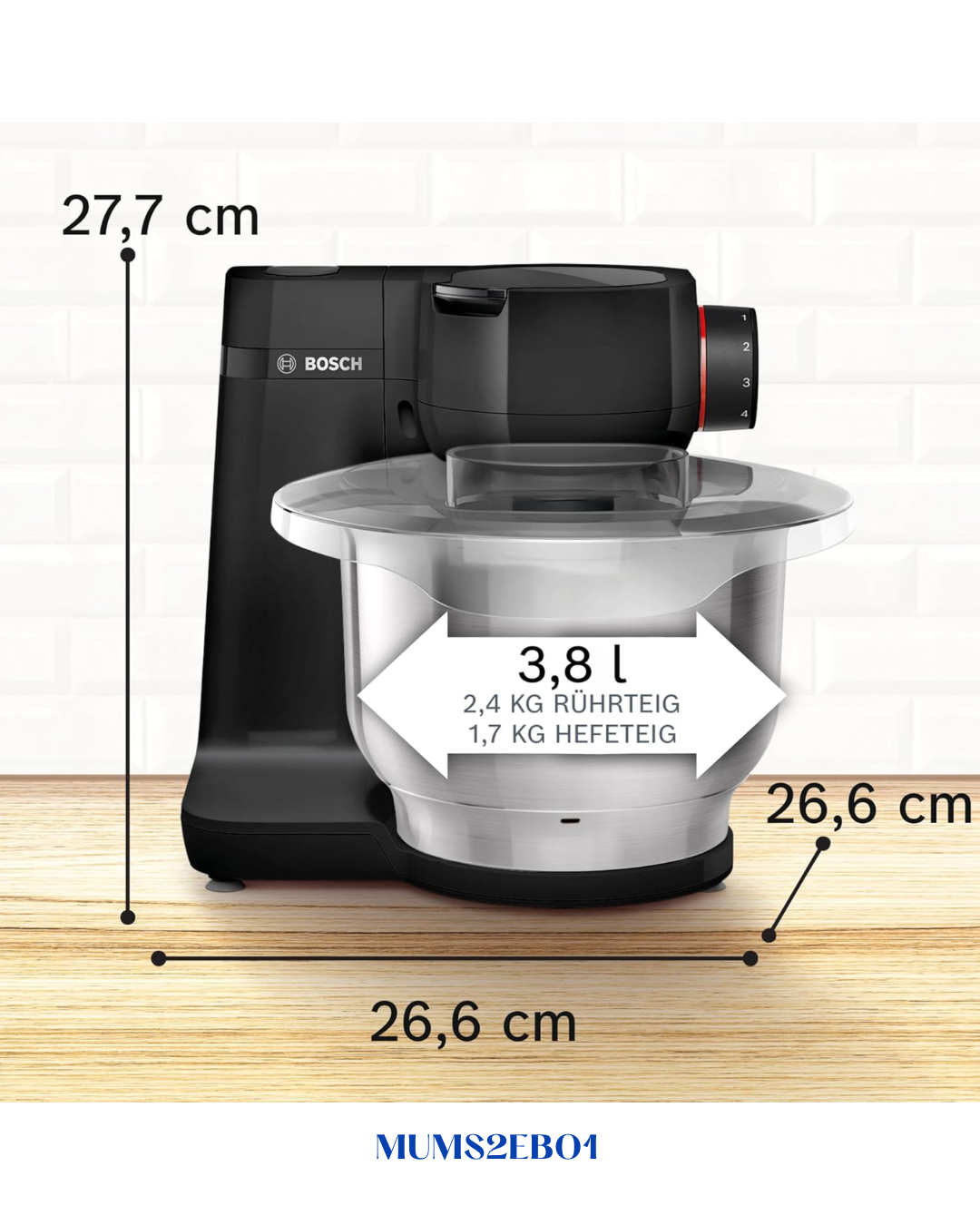 BOSCH COMPACT KITCHEN MACHINE MUM SERIES 2 BLACK​ 700W 3.8L