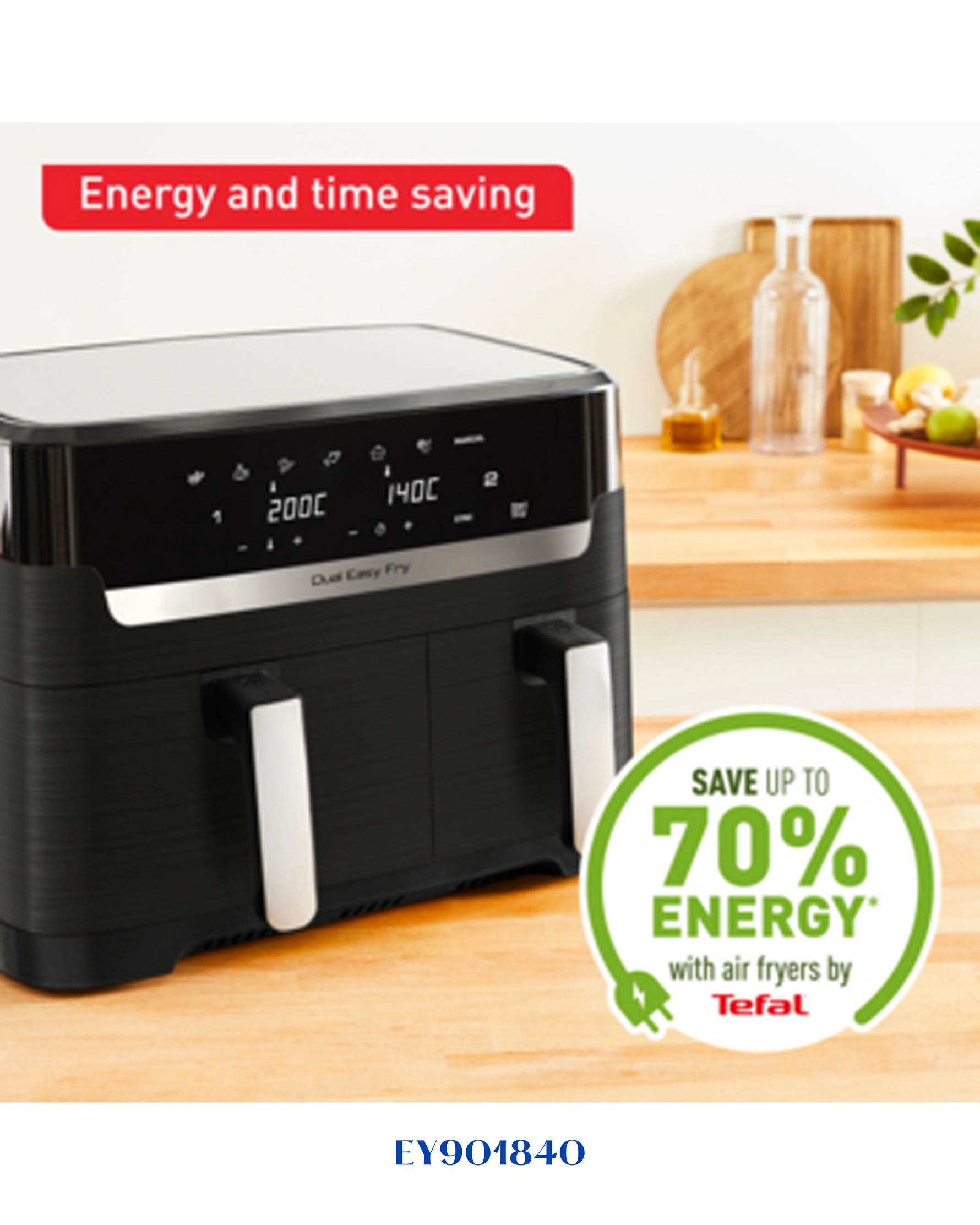 TEFAL DUAL EASY FRY AIR FRYER 2700 W 8.3 L