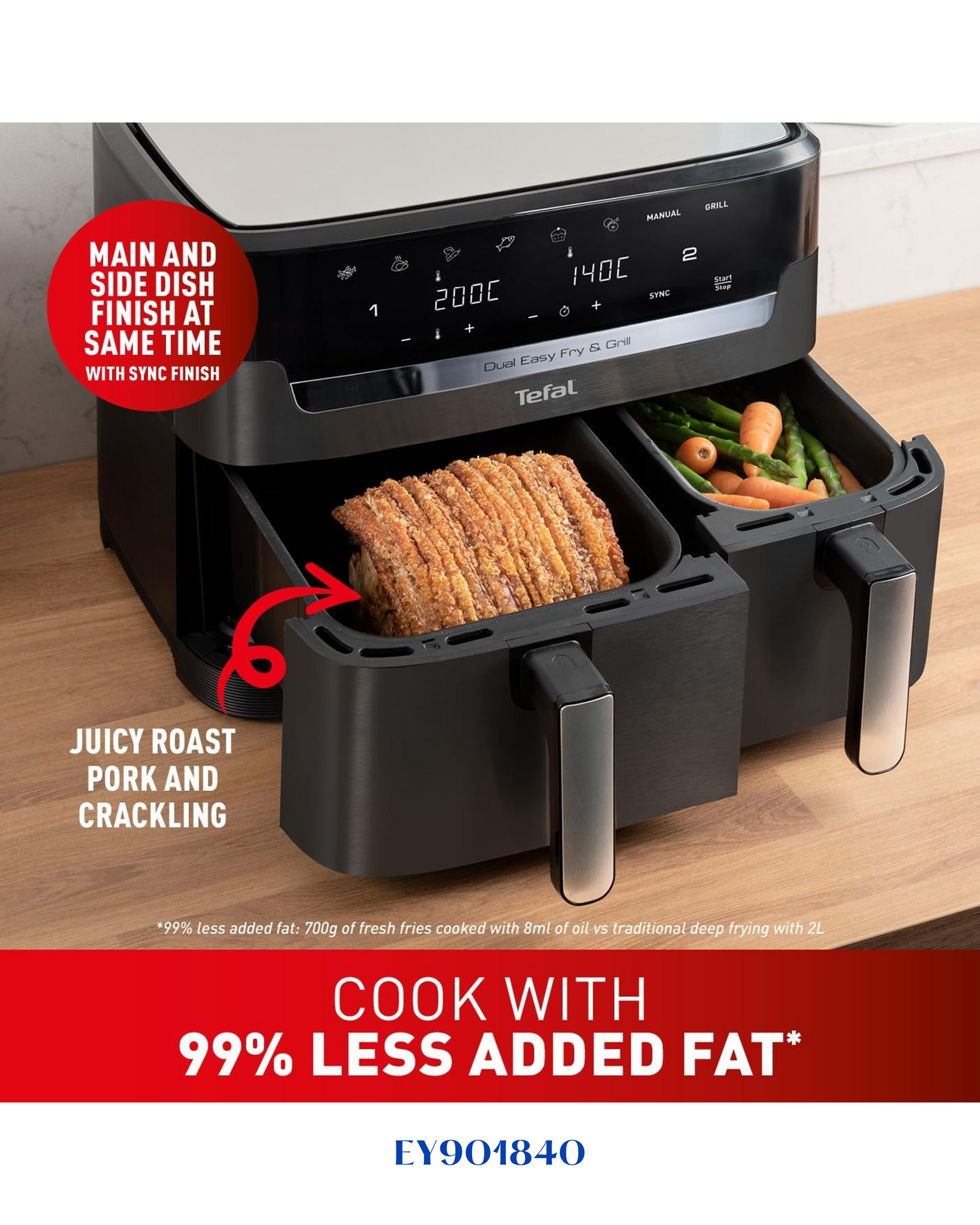 TEFAL DUAL EASY FRY AIR FRYER 2700 W 8.3 L