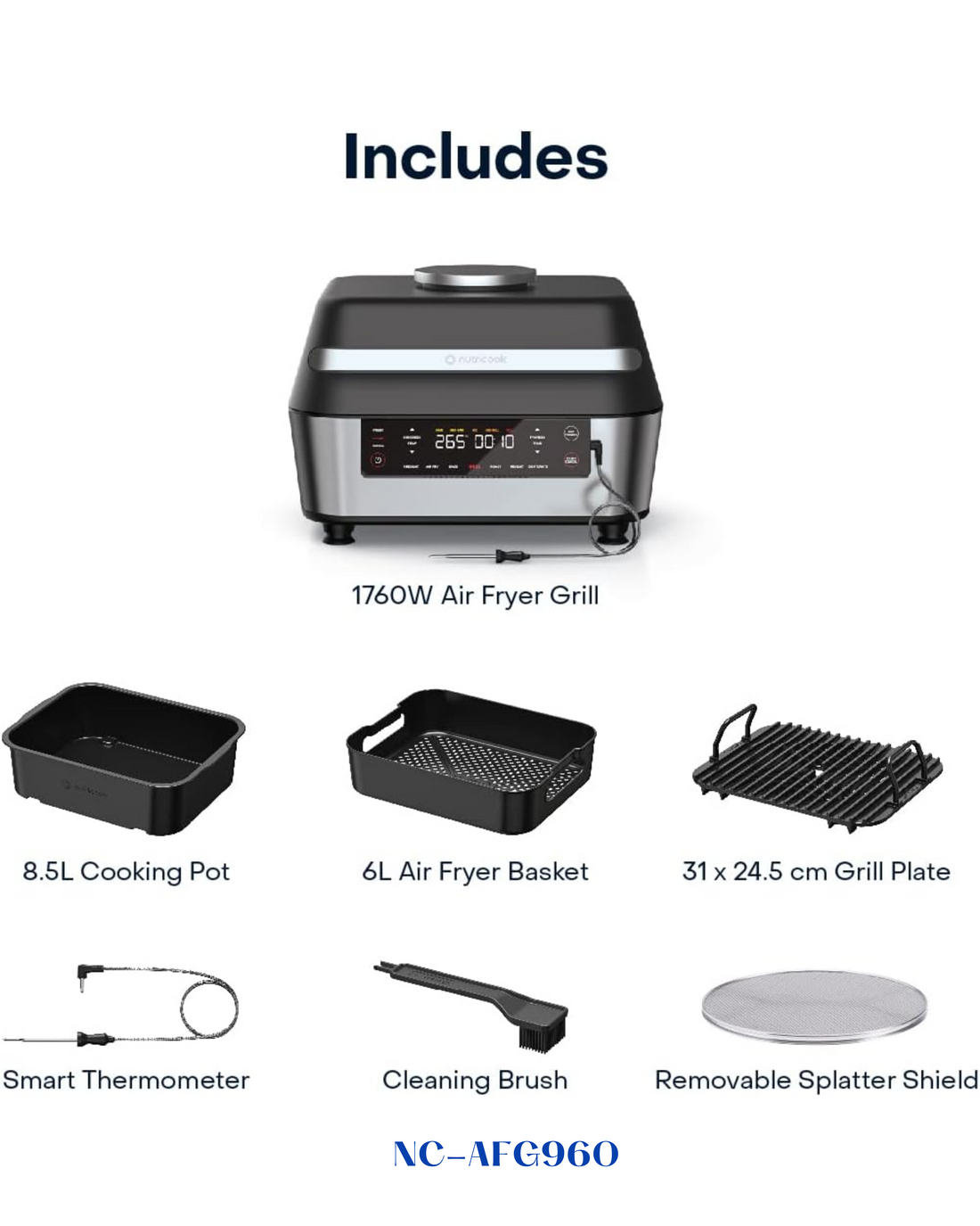 NUTRICOOK SMART AIR FRYER GRILL XL 1760W 8.5L