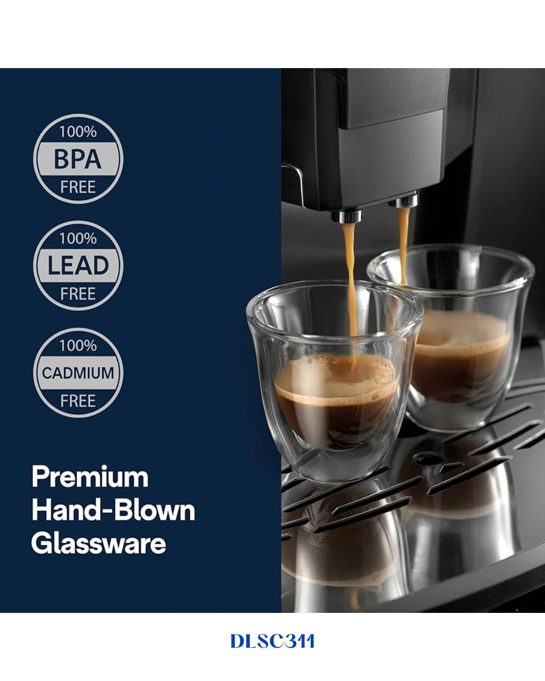 DELONGHI DOUBLE WALL CAPPUCCINO GLASSES – 270ML