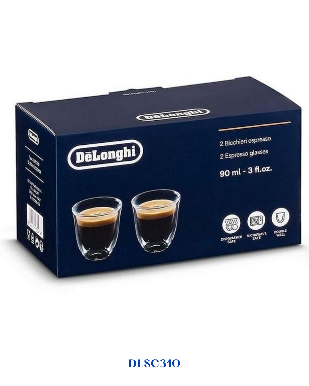 DELONGHI DOUBLE WALL ESPRESSO GLASSES – 90ML