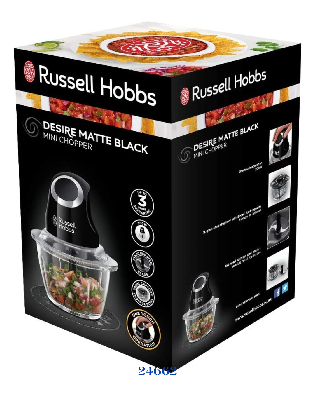 RUSSELL HOBBS DESIRE MATTE BLACK MINI CHOPPER _200W_0.5L
