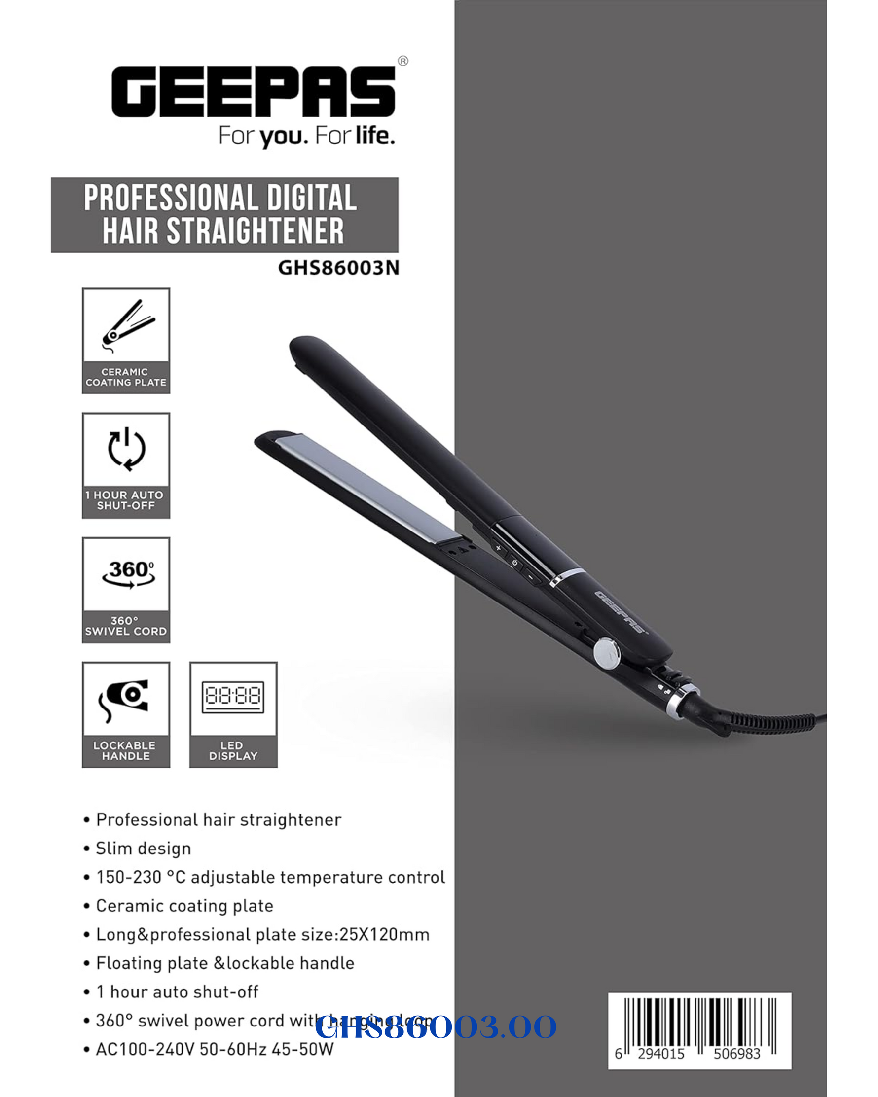 GEEPAS PRO-SLIM HAIR STRAIGHTENER 50W