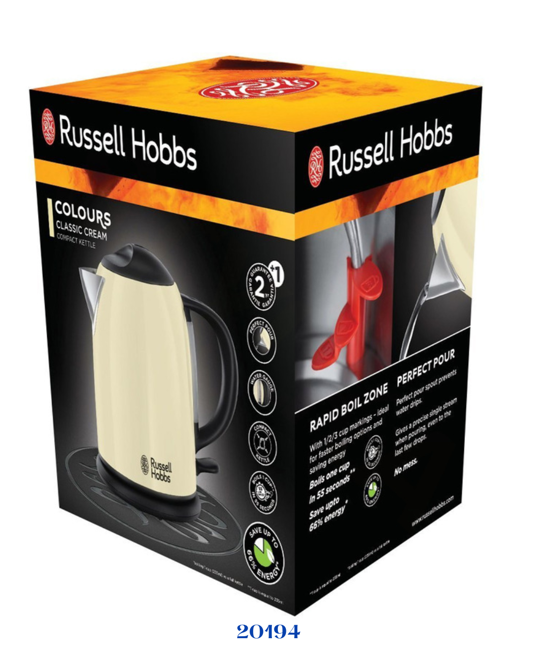RUSSELL HOBBS COLOURS PLUS COMPACT CLASSIC CREAM KETTLE 2200W 1L​