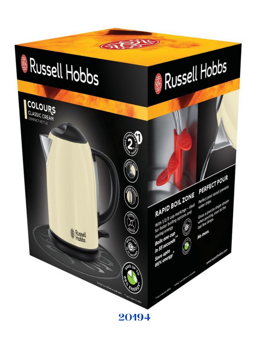 RUSSELL HOBBS COLOURS PLUS COMPACT CLASSIC CREAM KETTLE 2200W 1L​