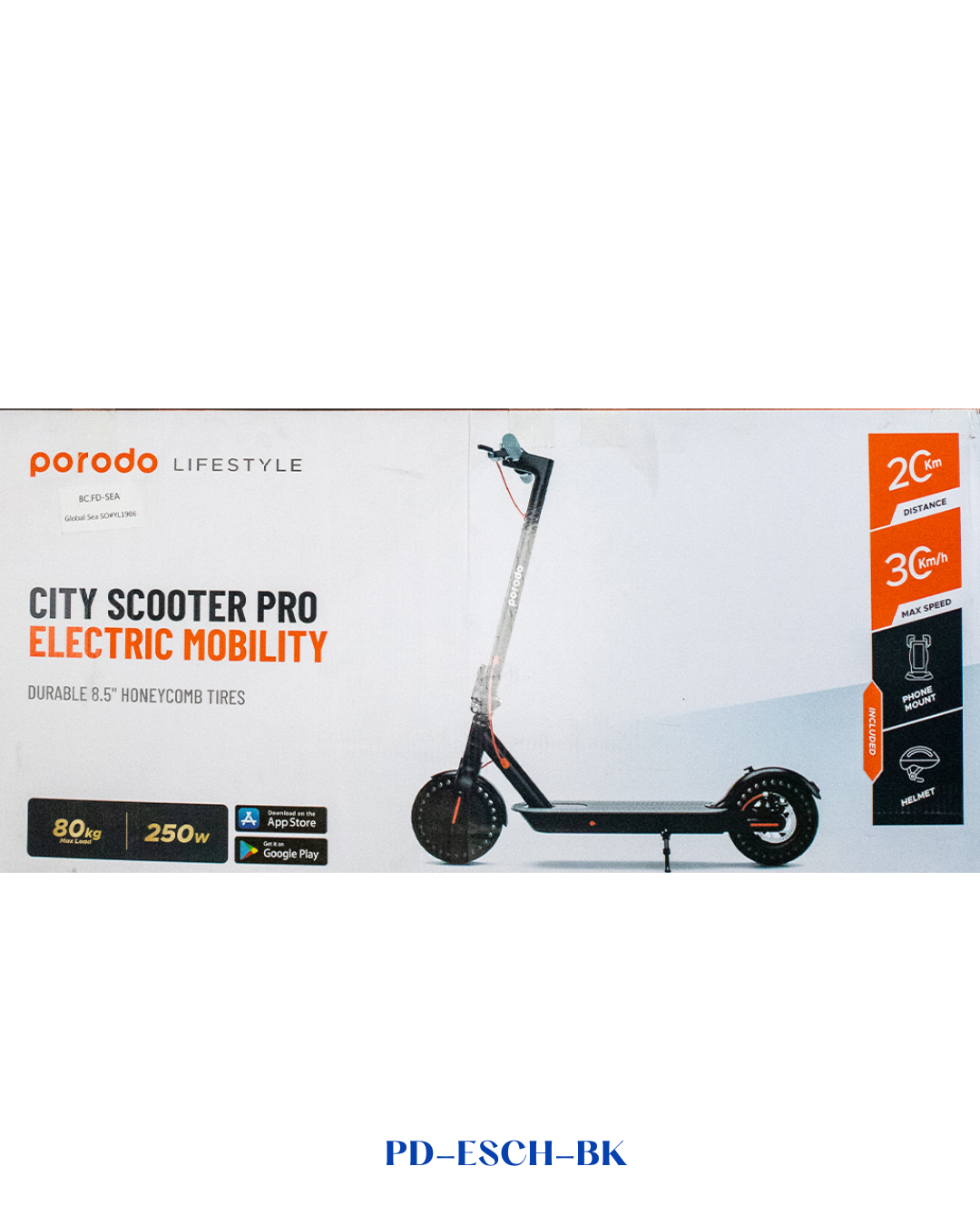 PORODO ELECTRIC SCOOTER 6.6AH WITH HELMET - BLACK