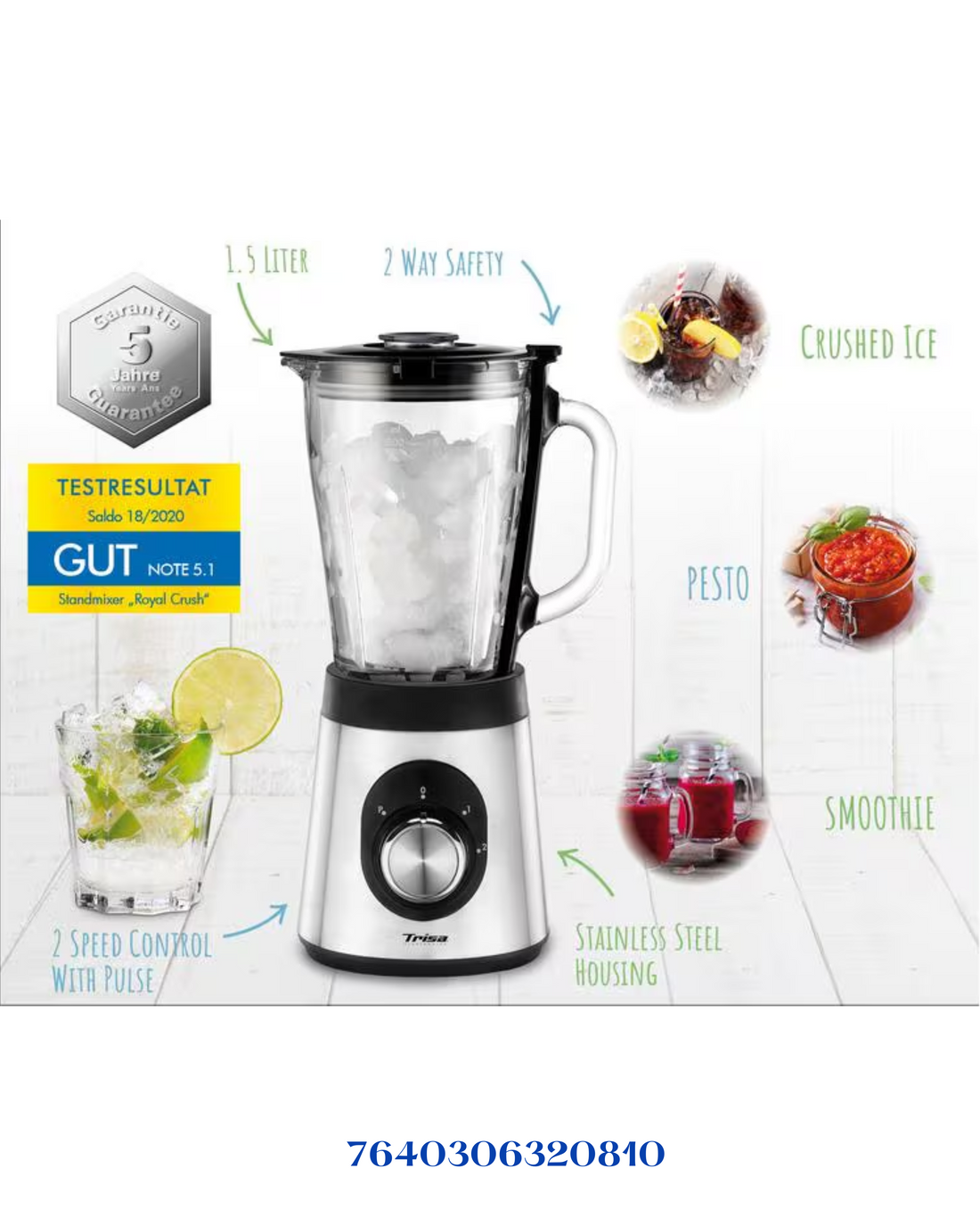 TRISA ROYAL CRUSH GLASS BLENDER 800W 1.5L