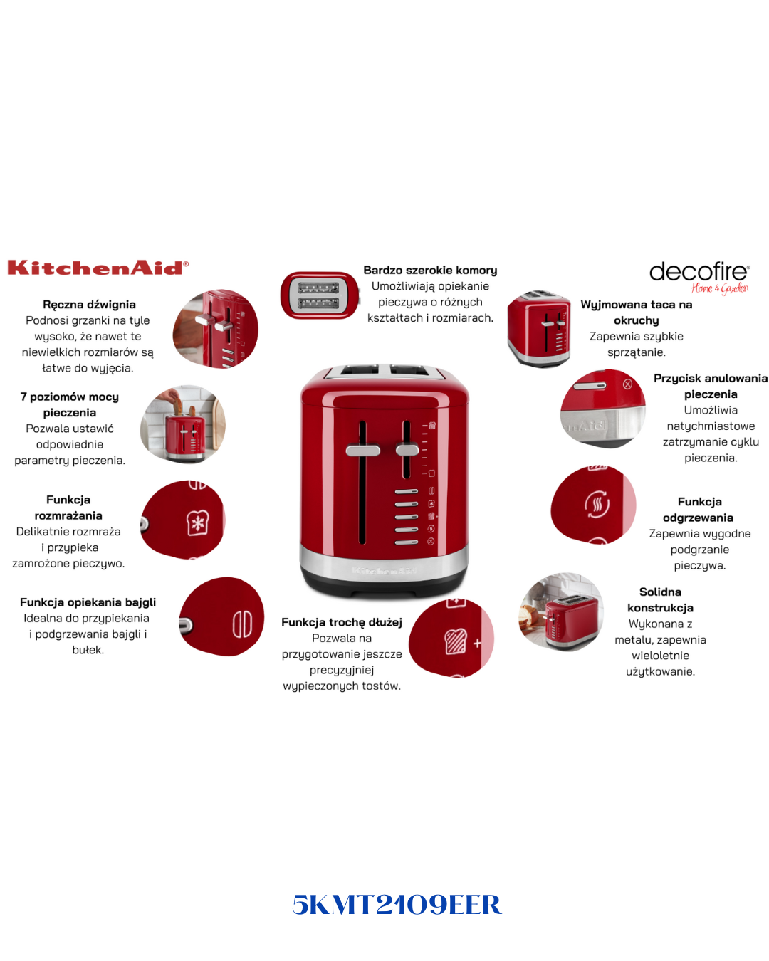 KITCHENAID TOASTER EMPIRE RED 980W
