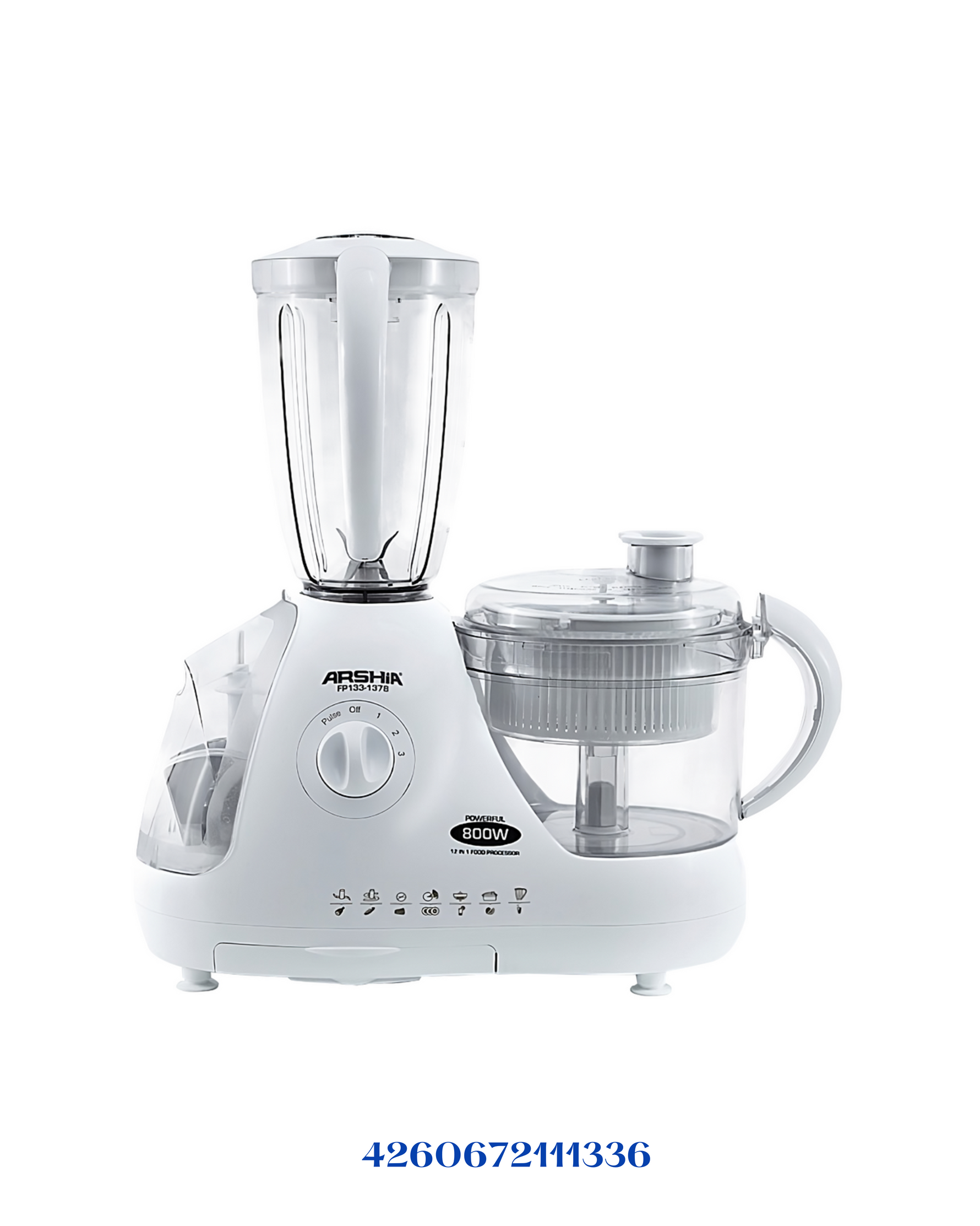 ARSHIA 12‑IN‑1 FOOD PROCESSOR 800W 1.5L