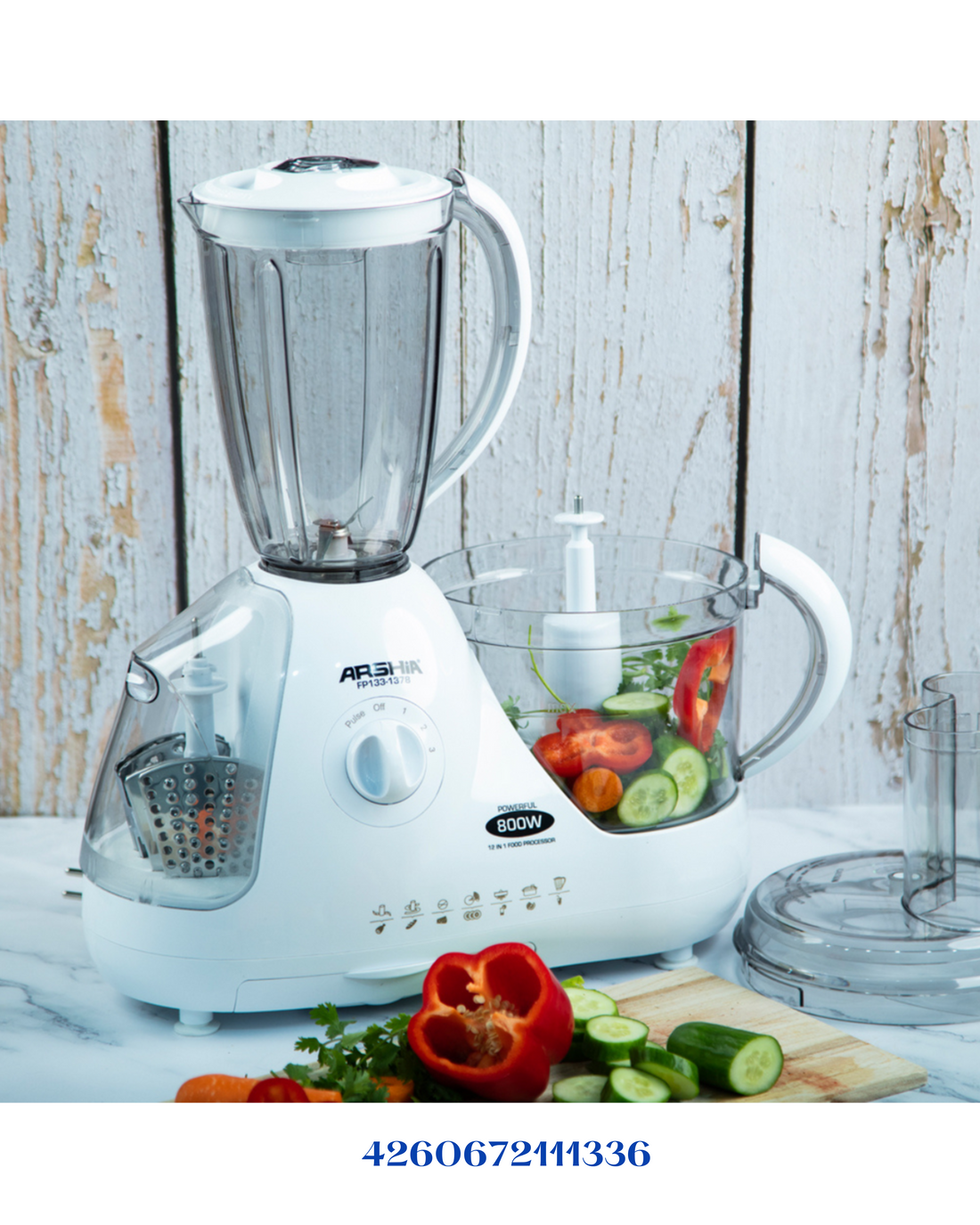 ARSHIA 12‑IN‑1 FOOD PROCESSOR 800W 1.5L