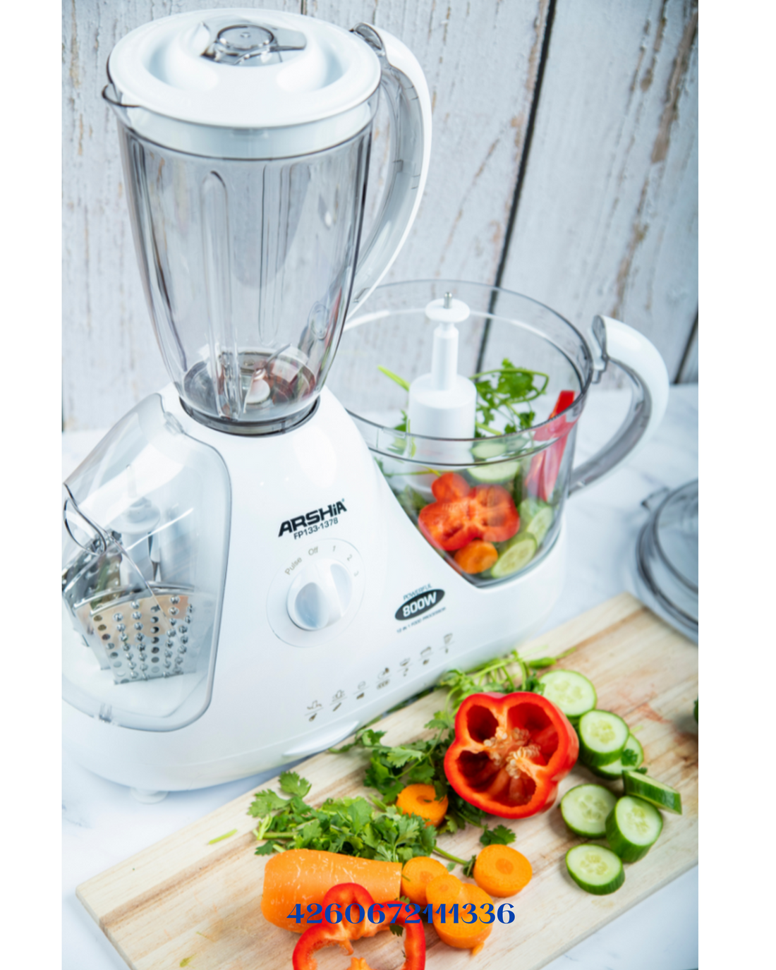 ARSHIA 12‑IN‑1 FOOD PROCESSOR 800W 1.5L