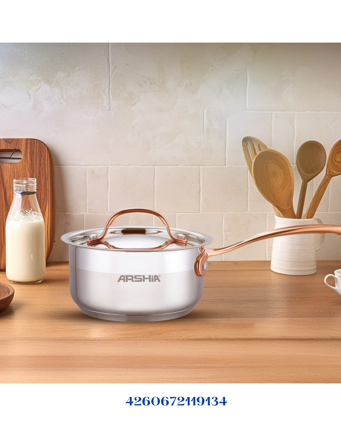 ARSHIA STAINLESS STEEL MILK PAN DOUBLE LID 16CM