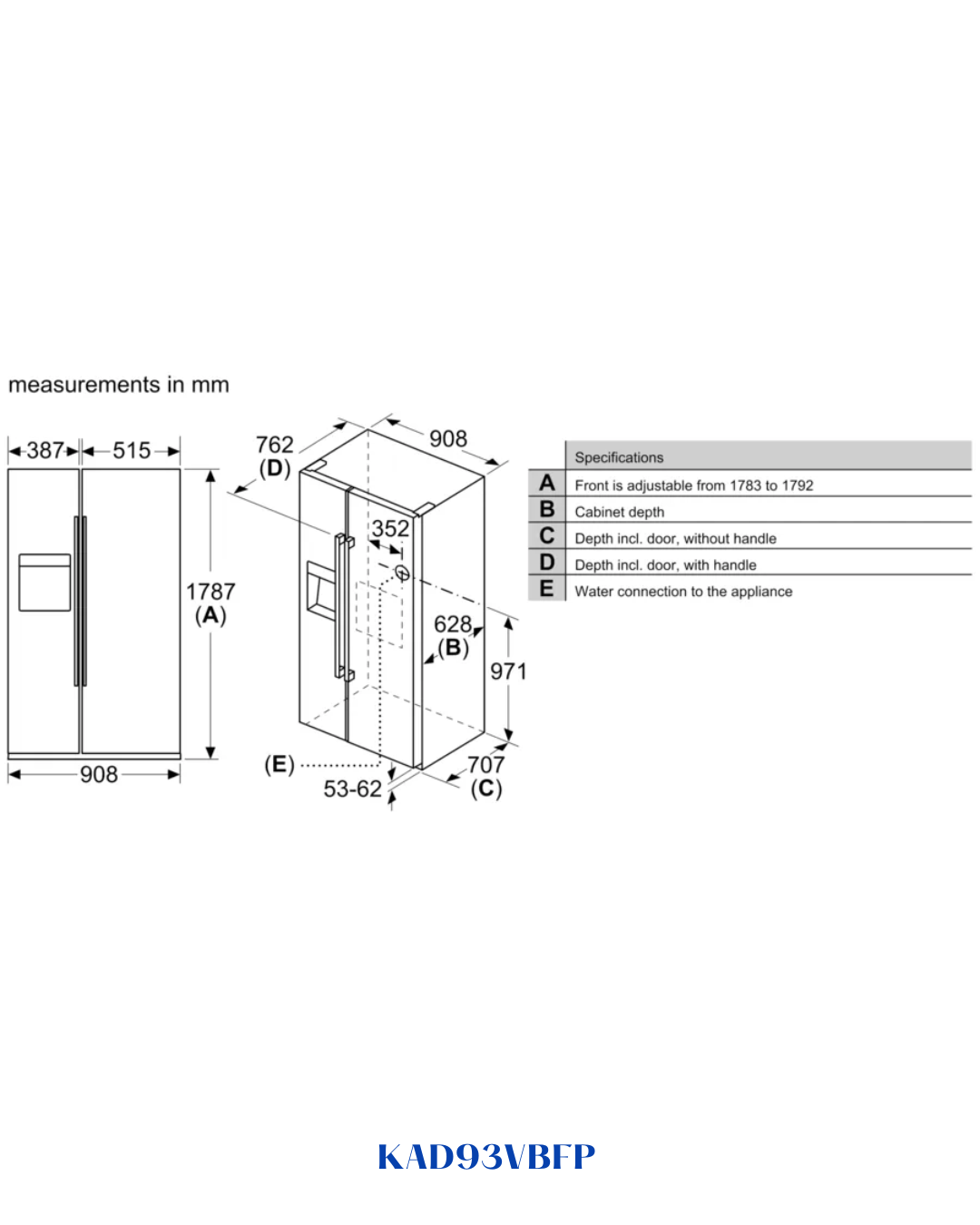 BOSCH AMERICAN‑STYLE FRIDGE‑FREEZER 562 L A