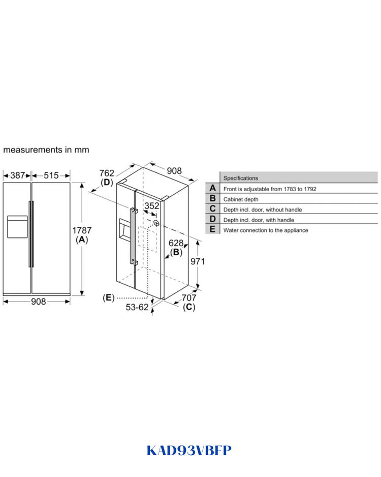 BOSCH AMERICAN‑STYLE FRIDGE‑FREEZER 562 L A