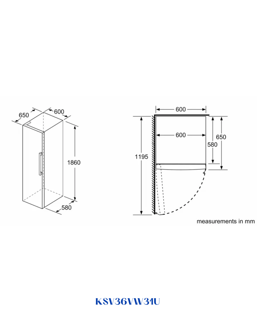 BOSCH FREESTANDING REFRIGERATOR 346L ELECTRIC