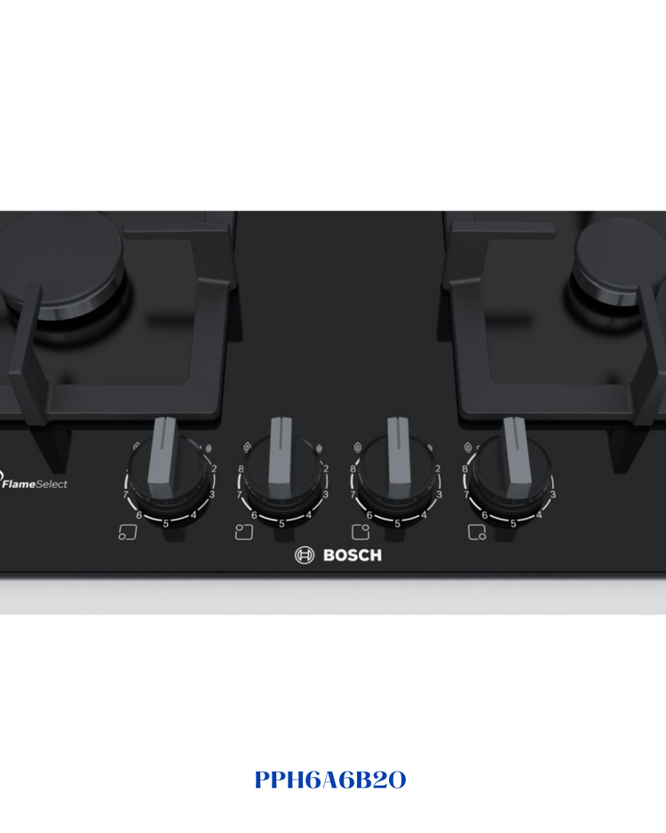 BOSCH BUILT-IN GAS HOB BLACK TEMPERED GLASS – 8000W – 60CM