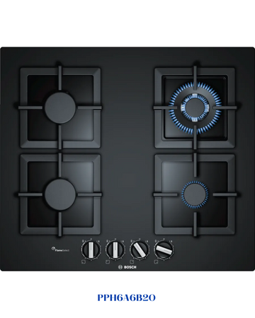 BOSCH BUILT-IN GAS HOB BLACK TEMPERED GLASS – 8000W – 60CM