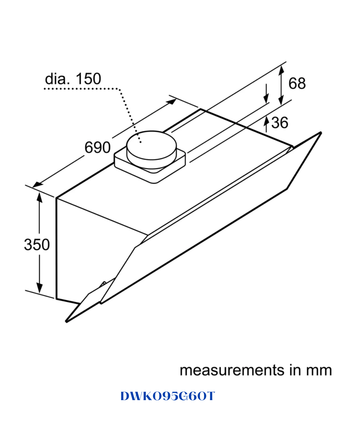 BOSCH SERIES 2 WALL-MOUNTED COOKER HOOD 216W 90CM