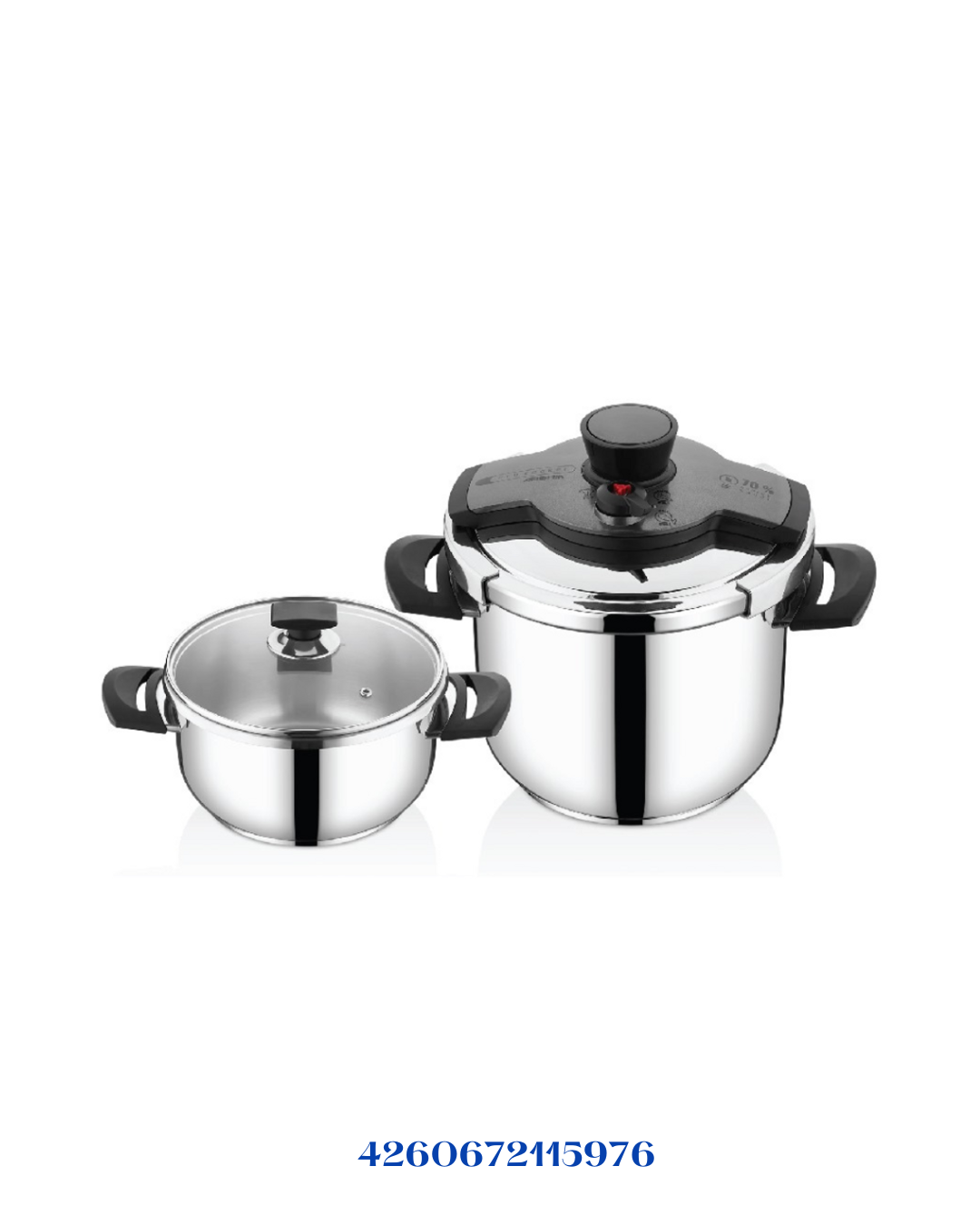 ARSHIA STAINLESS STEEL TWIN PRESSURE COOKER 4L+7L GRAY