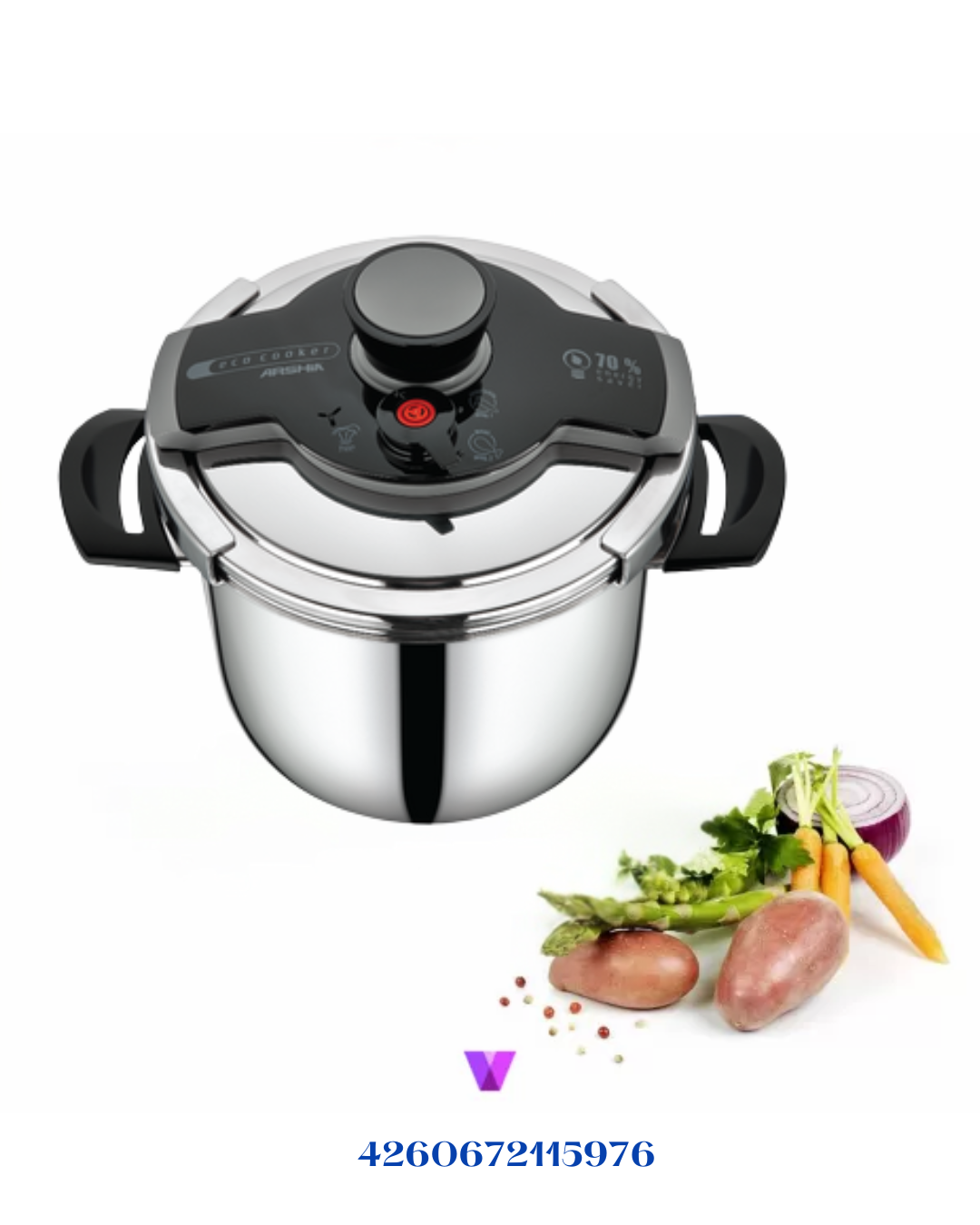ARSHIA STAINLESS STEEL TWIN PRESSURE COOKER 4L+7L GRAY