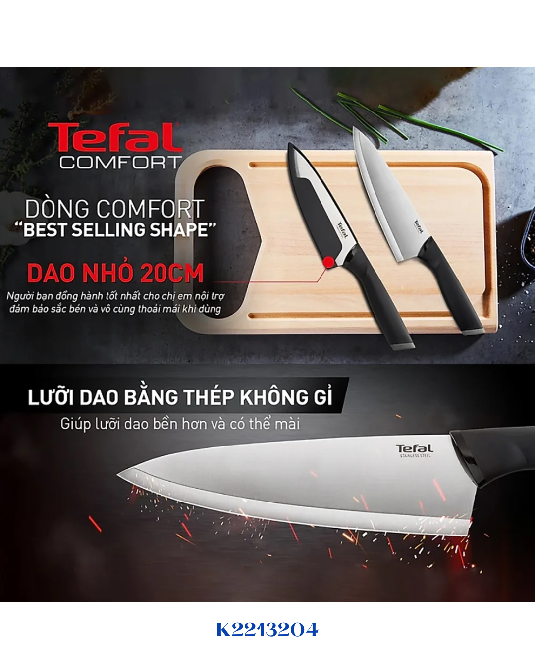 TEFAL COMFORT CHEF KNIFE 20 CM