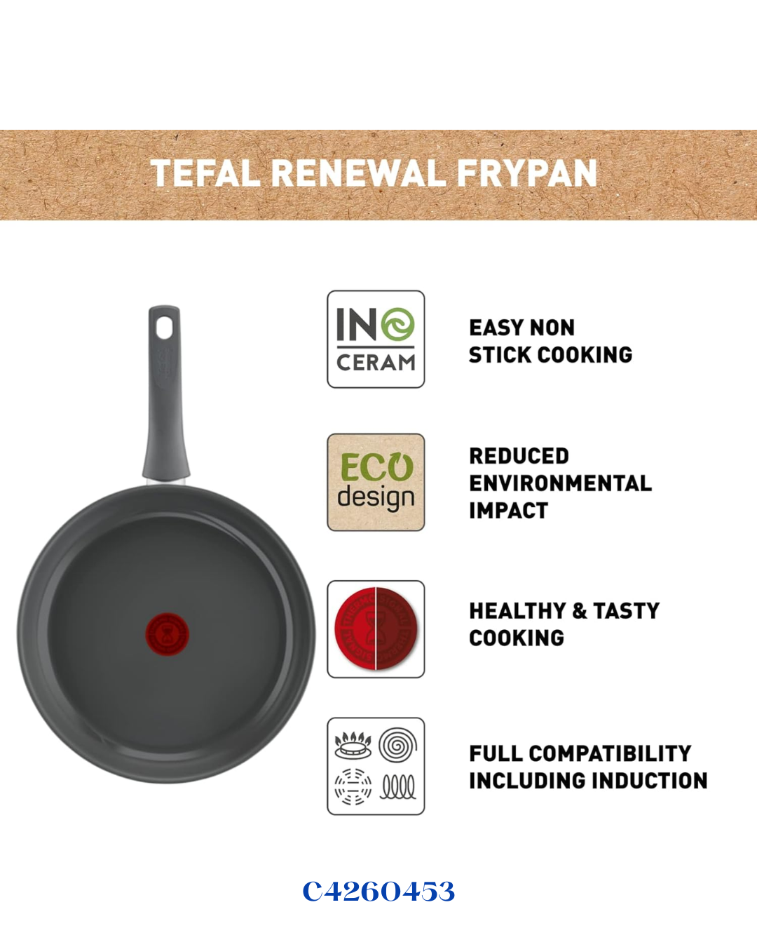 TEFAL RENEWAL NON-STICK CERAMIC FRY PAN 24CM