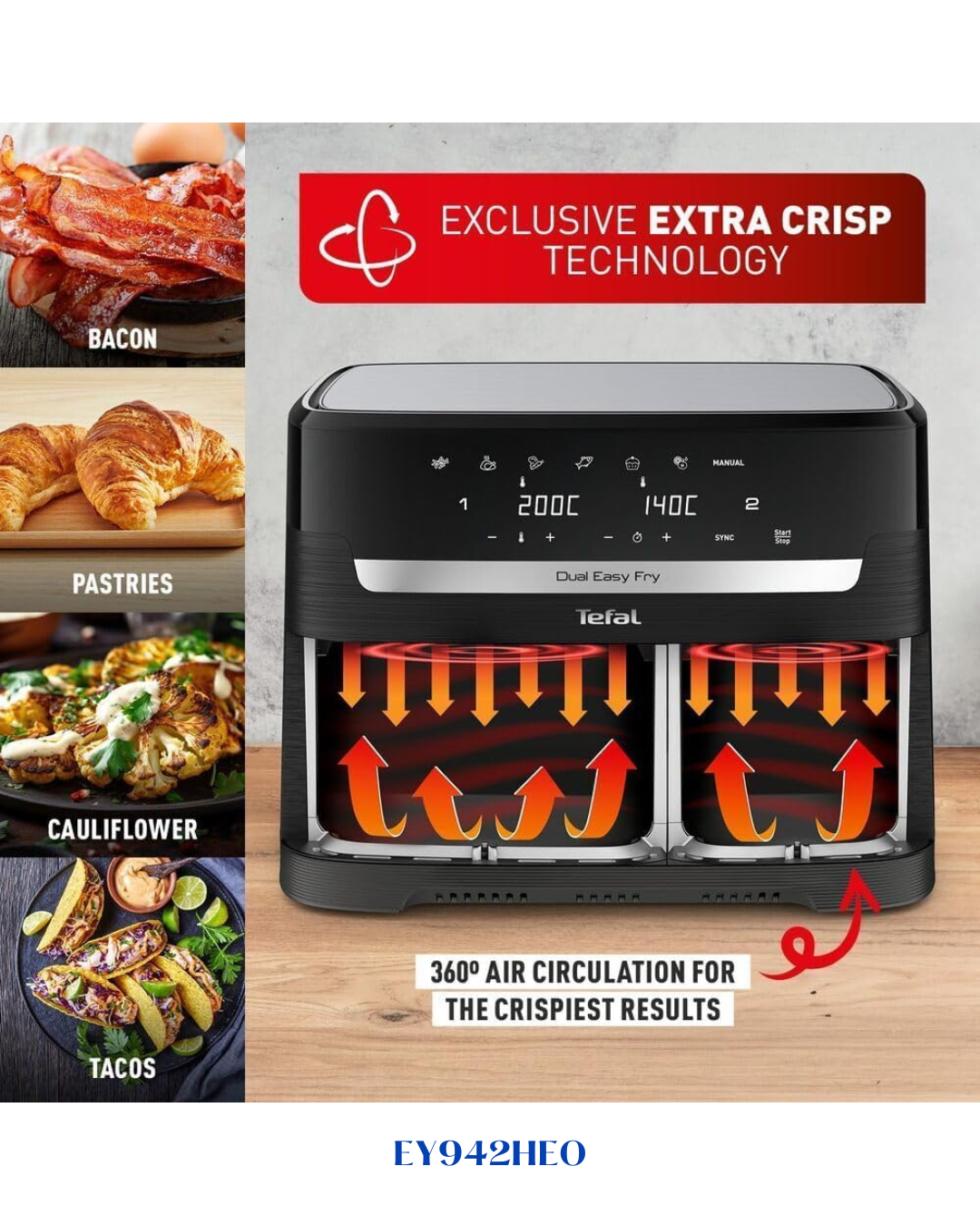 TEFAL AIR FRYER DIGITAL OIL LESSDUAL ESSENTIAL XXL 2700W