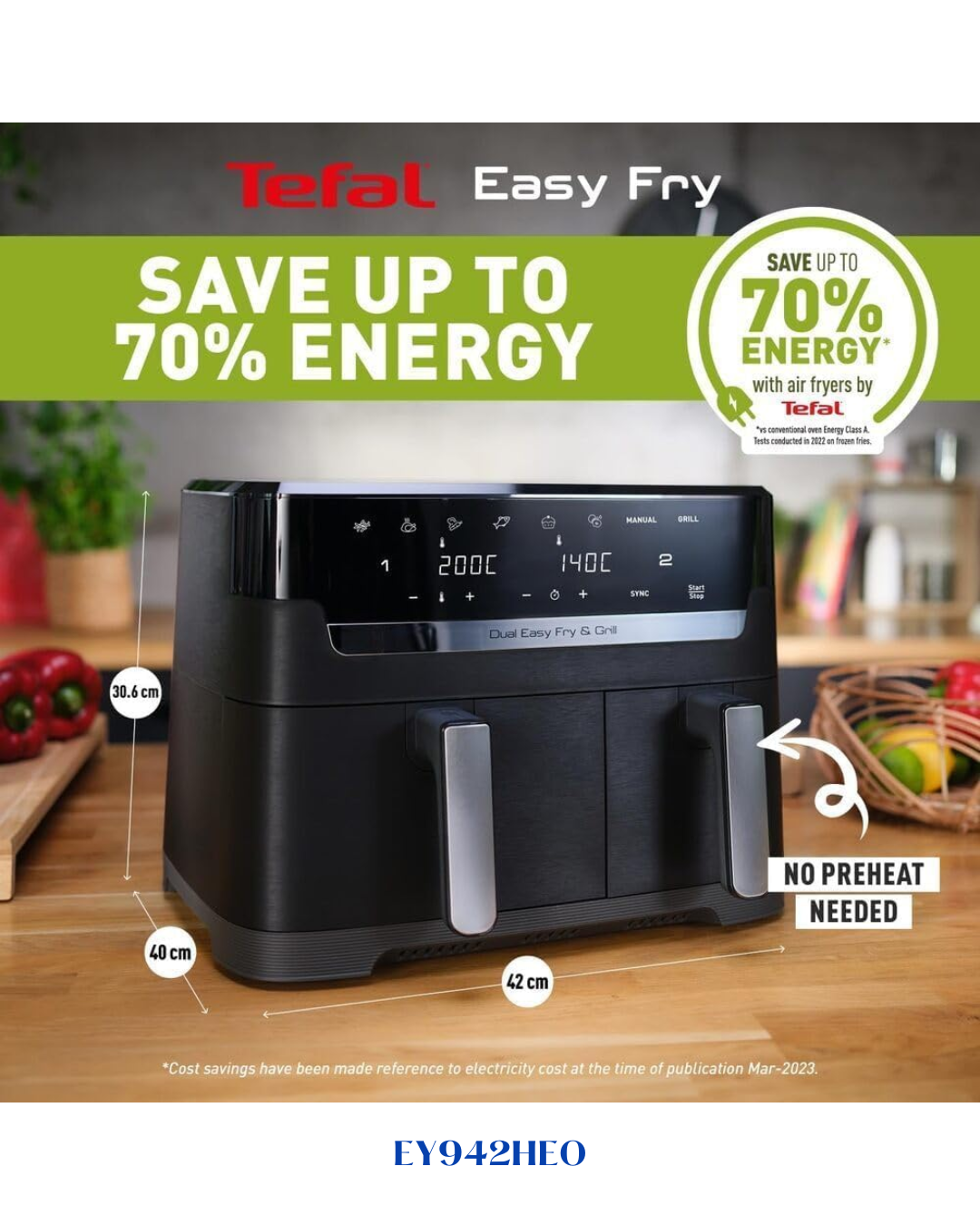 TEFAL AIR FRYER DIGITAL OIL LESSDUAL ESSENTIAL XXL 2700W