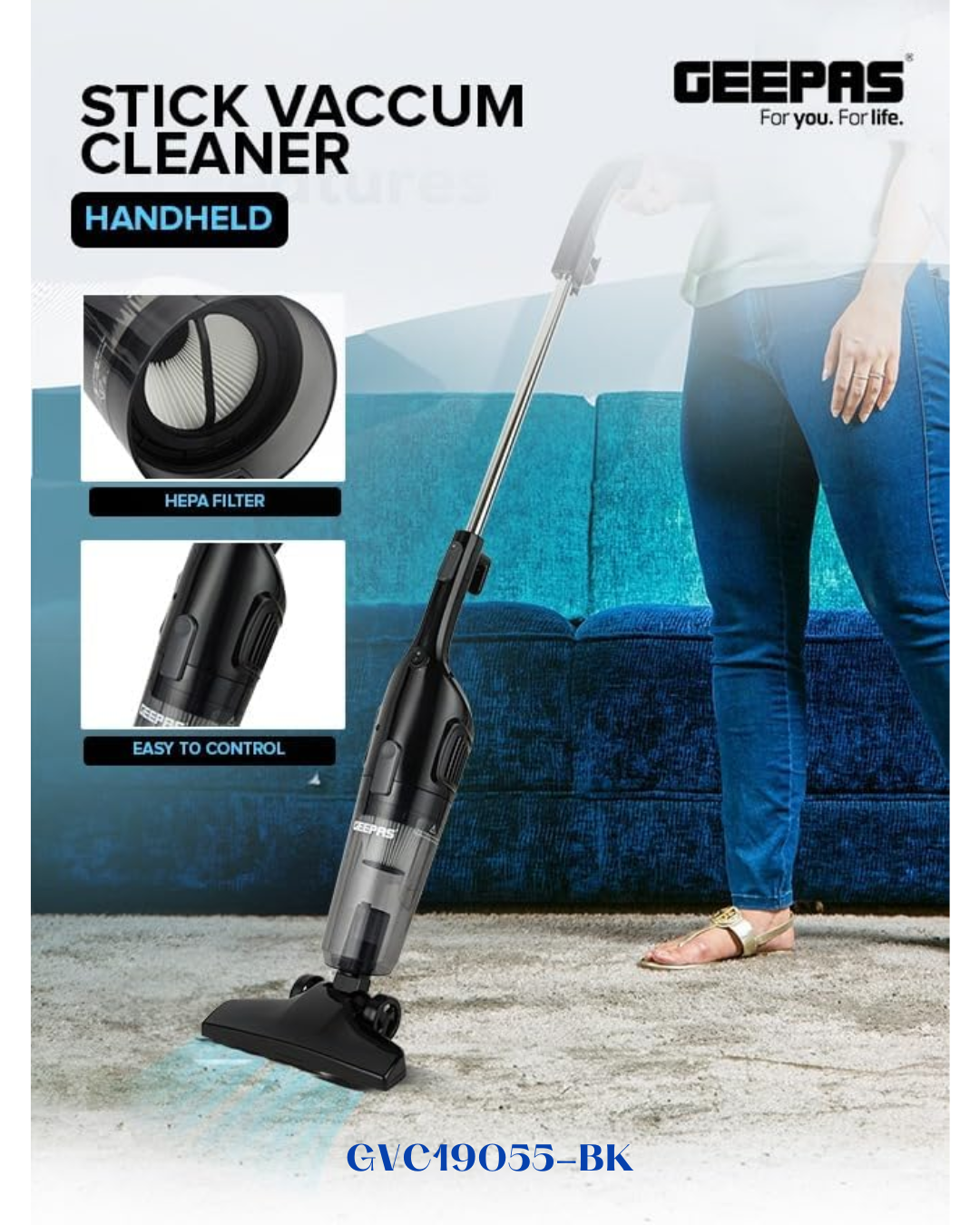 GEEPAS STICK AND HANDHELD VACUUM CLEANER 600W