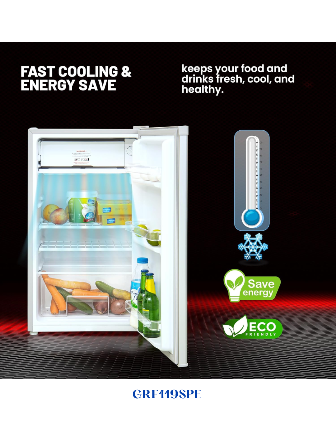 GEEPAS SINGLE DOOR REFRIGERATOR 110L